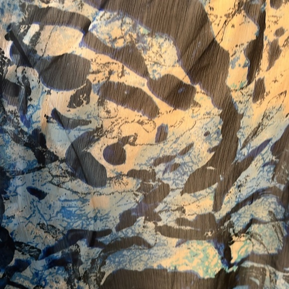 Chico’s Sheer Tunic Top Beaded Embellished Chico’s Size 3 XL Watercolor Blue - Picture 7 of 9